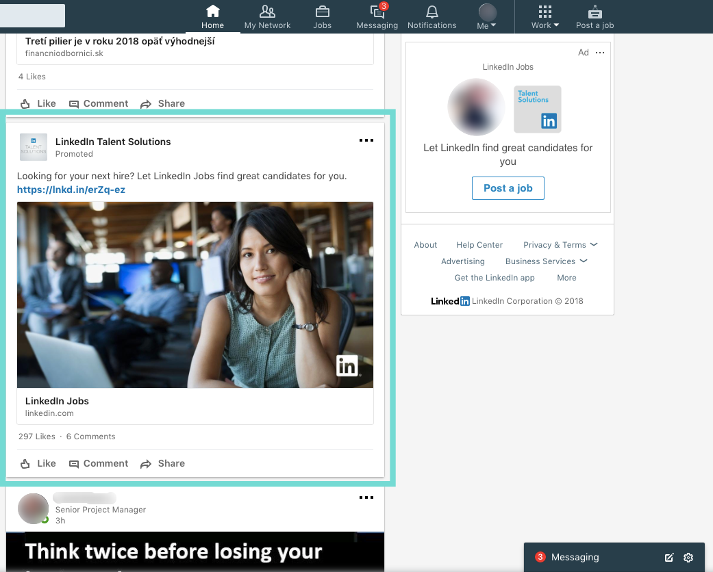 ako nastavit reklamu na linkedin