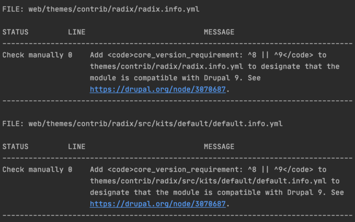 Status Upgrade terminal output
