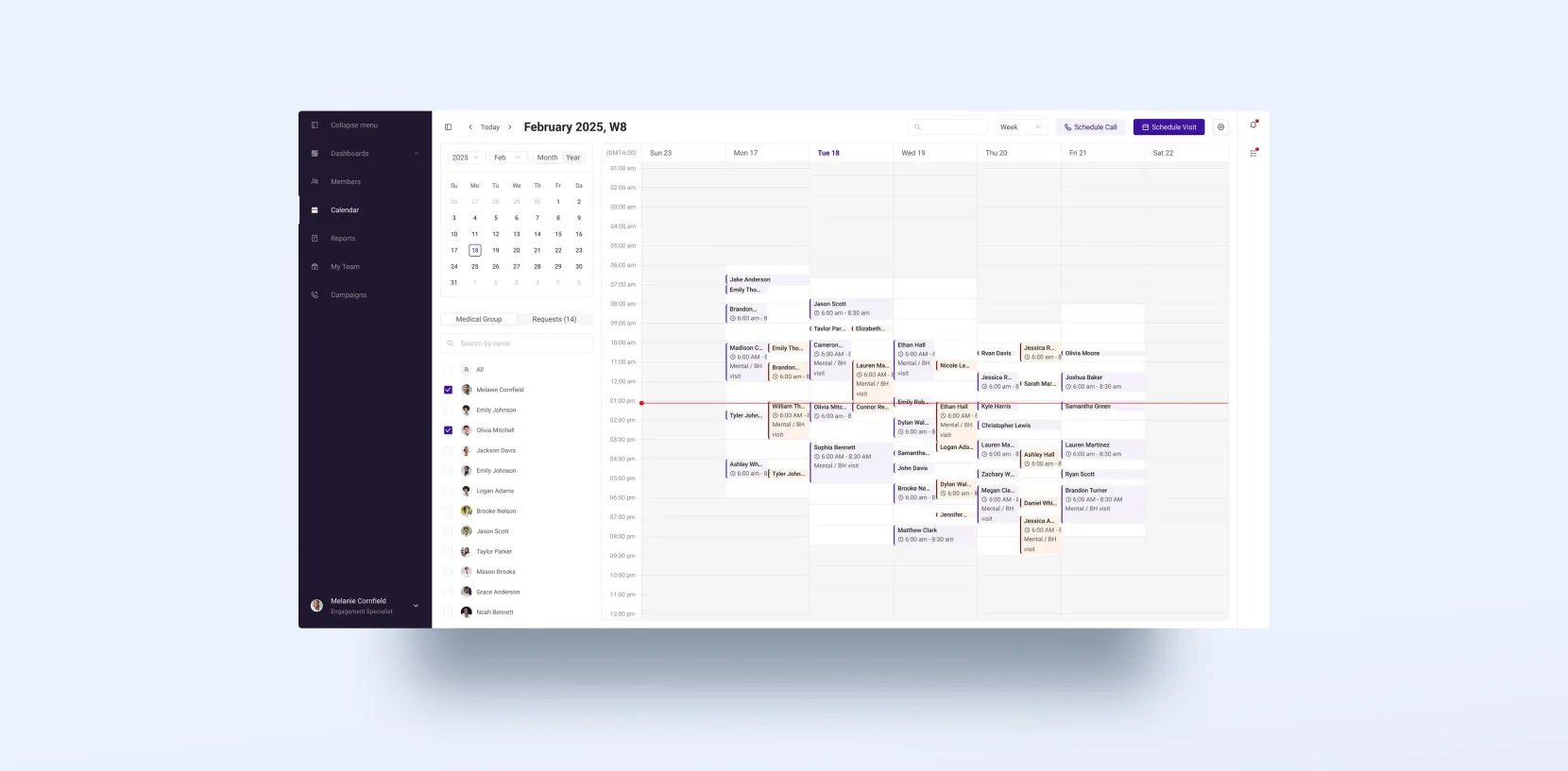 Calendar for Appointment Scheduling in BigHeart