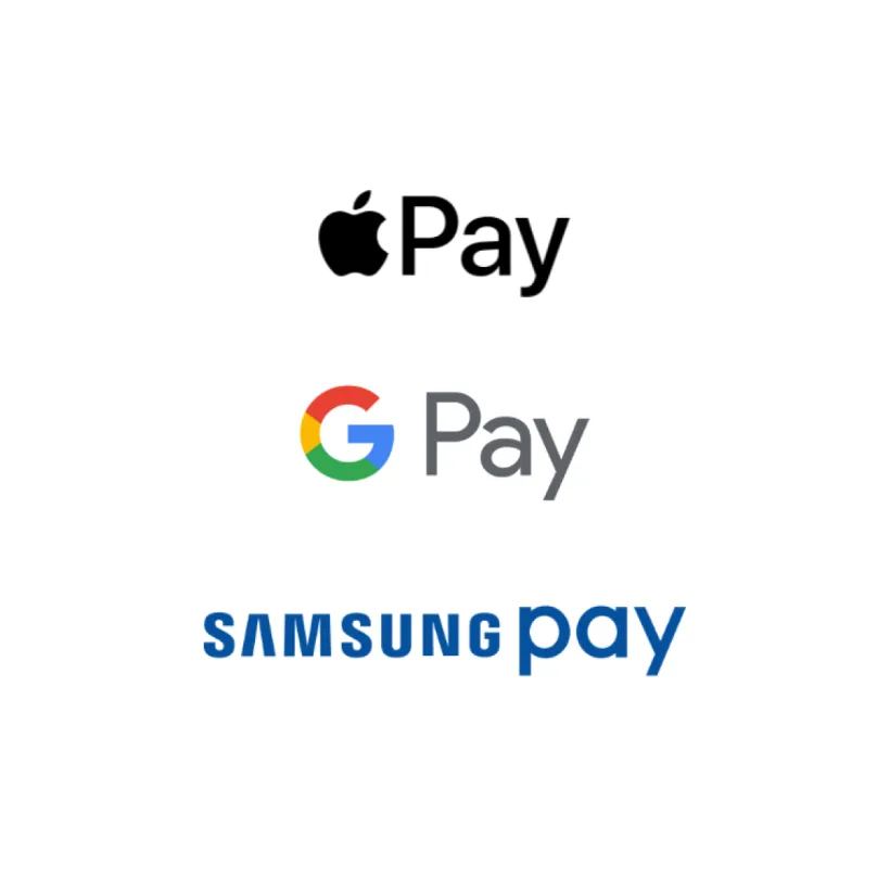 Apple Pay, Google Pay and Samsung Pay logos Apple Pay, Google Pay and Samsung Pay