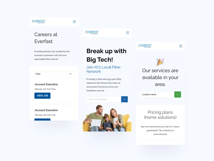 Everfast - web portal for an internet provider in kansas city