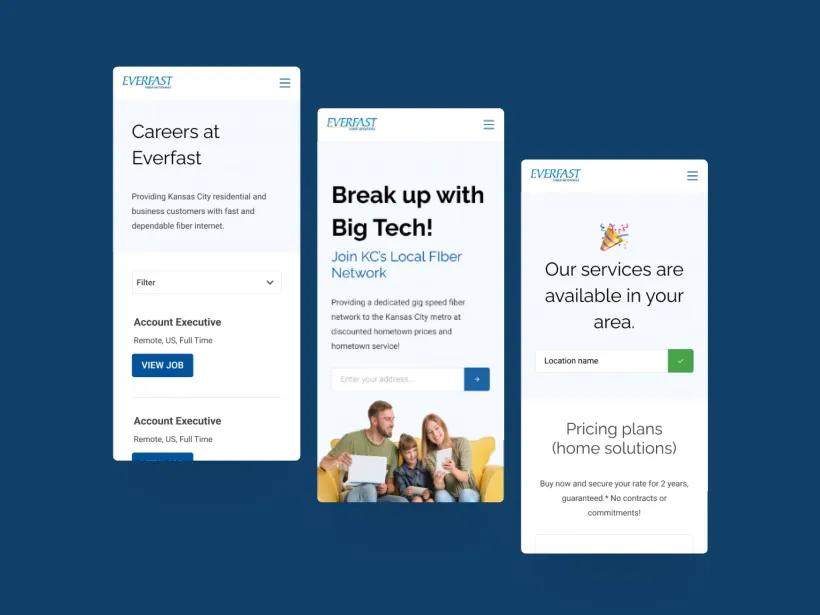 Everfast - web portal for an internet provider in kansas city